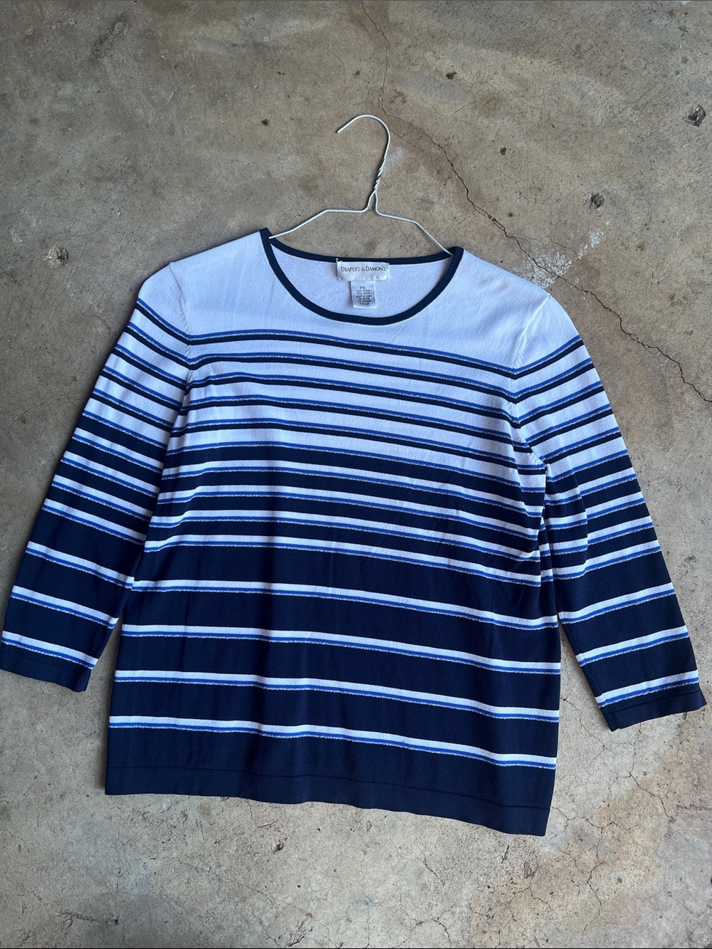 Draper’s & Damon’s Navy and White Striped Crewneck Sweater